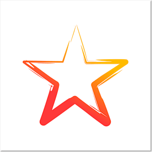 A Simple Stars, Abstract Brush, Red and Orange Posters and Art